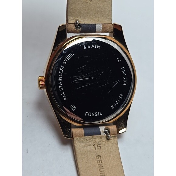 Fossil Scarlette Mini ES4594 Rose Gold Blue Dial Leather Watch New Battery Small - Picture 12 of 12